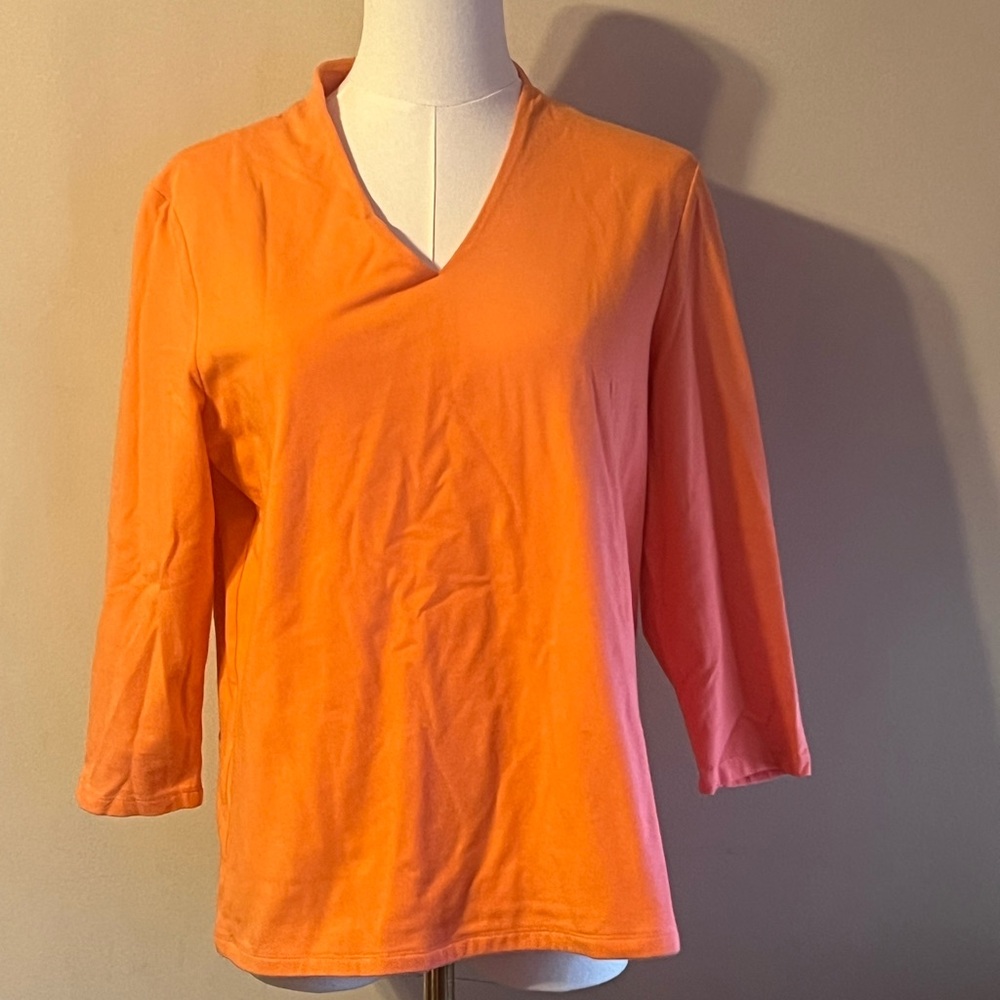 Appleseed's Orange Long Sleeve V-Neck Top